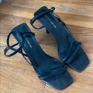 BCBGeneration Black Strappy Heels with Ankle Strap